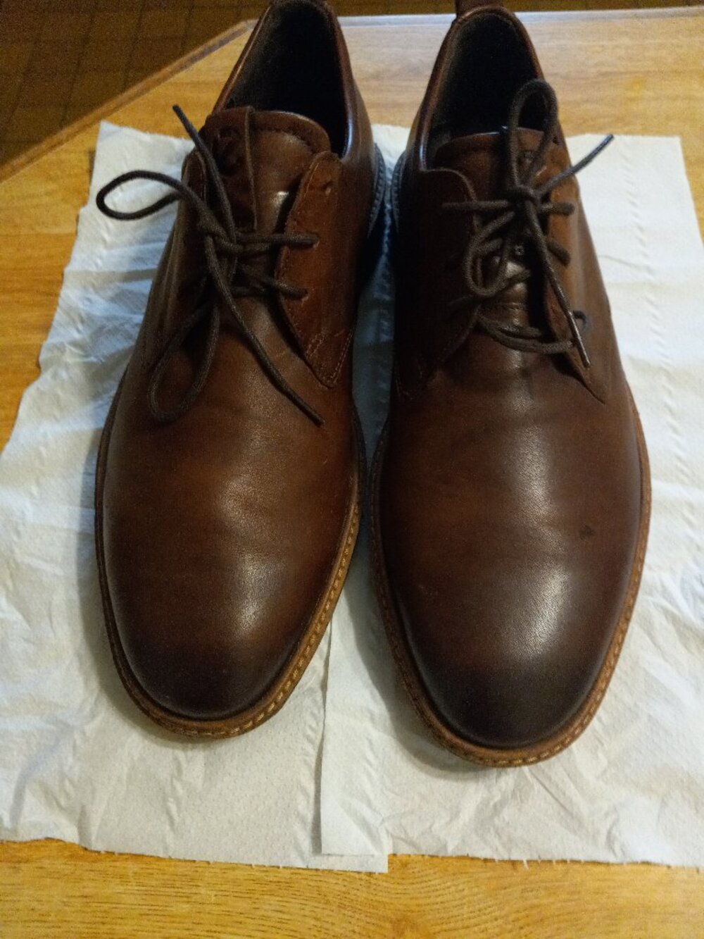 ECCO ST1 Brown Leather Shoes Mens Size US 9 / EU 43 Lace Up